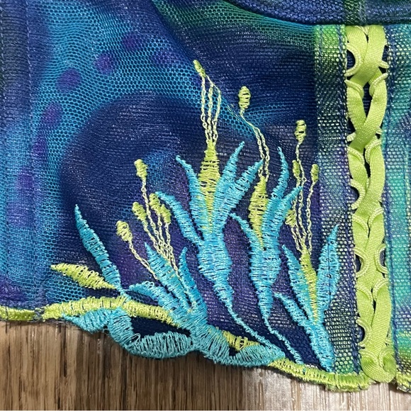Y2K Bustier Corset Bra Size 36B Multicolor Tropical Print Preowned - Picture 8 of 12